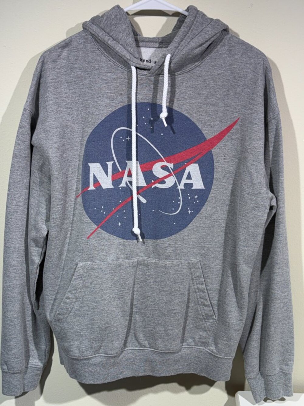 Weekend Soul Nasa Logo Gray Sweatshirt Hoodie Women's Sz M